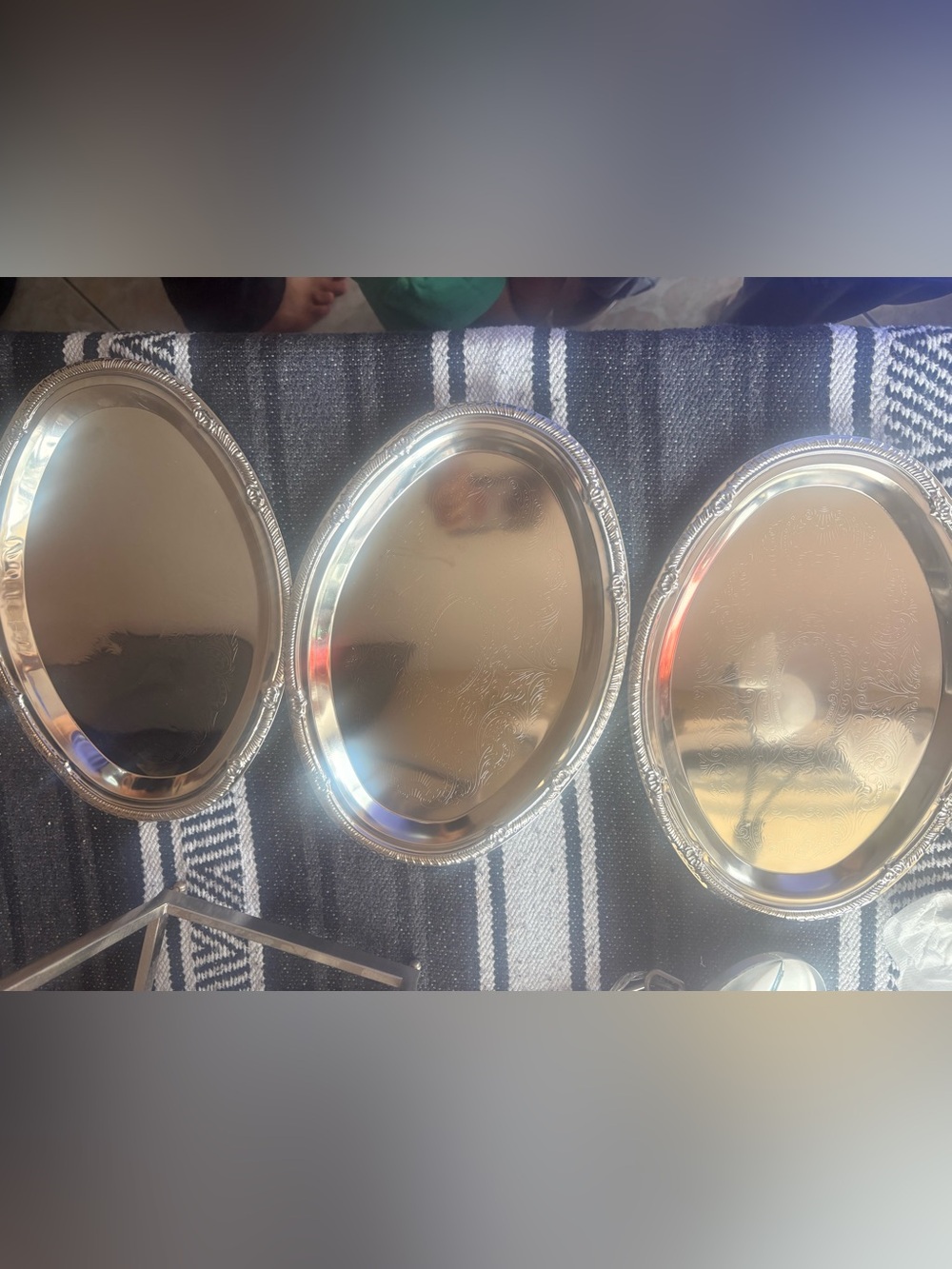 3 silver oval tray